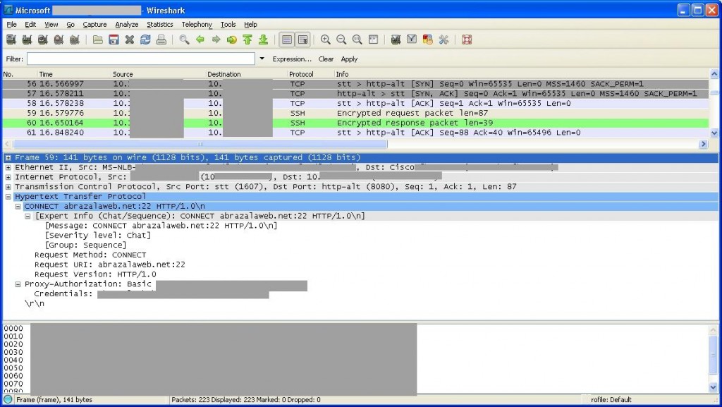 Putty y Corkscrew SSH a través de un Proxy Abraza la 